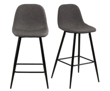 Meubles & Design Chaises Et Tabourets De Bar Lot De 2 Tabourets En Tissu Pieds En Métal Noir Gris Ciment 7 Meubles & Design Chaises Et Tabourets De Bar Lot De 2 Tabourets En Tissu Pieds En Métal Noir Gris Ciment – Image 5