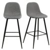 Meubles & Design Chaises Et Tabourets De Bar Lot De 2 Tabourets En Tissu Pieds En Métal Noir Gris Ciment -Bancs Soldes lot de 2 tabourets en tissu pieds en metal noir gris ciment 1