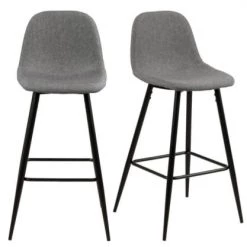 Meubles & Design Chaises Et Tabourets De Bar Lot De 2 Tabourets En Tissu Pieds En Métal Noir Gris Ciment