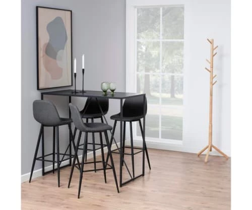 Meubles & Design Chaises Et Tabourets De Bar Lot De 2 Tabourets En Tissu Pieds En Métal Noir Gris Ciment 4 Meubles & Design Chaises Et Tabourets De Bar Lot De 2 Tabourets En Tissu Pieds En Métal Noir Gris Ciment – Image 2