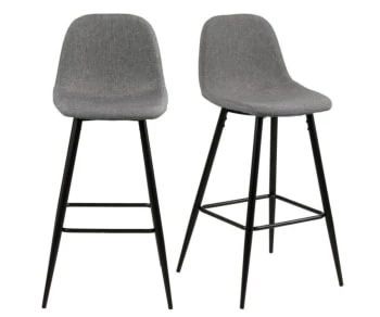 Meubles & Design Chaises Et Tabourets De Bar Lot De 2 Tabourets En Tissu Pieds En Métal Noir Gris Ciment 8 Meubles & Design Chaises Et Tabourets De Bar Lot De 2 Tabourets En Tissu Pieds En Métal Noir Gris Ciment – Image 6
