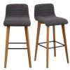 Meubles & Design Chaises Et Tabourets De Bar Lot De 2 Tabourets Modernes En Tissu Gris Et Pied Bois