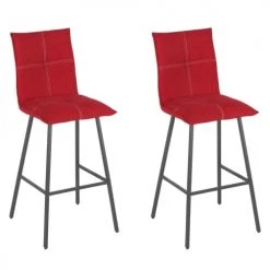 Altobuy Chaises Et Tabourets De Bar Lot De 2 Tabourets Rouges Assise 76cm