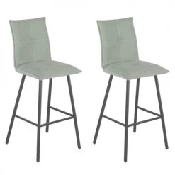 Altobuy Chaises Et Tabourets De Bar Lot De 2 Tabourets Vert D'eau Assise 76cm