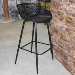 Now’s Home Chaises Et Tabourets De Bar Lot De 4 Chaises De Bar Noires -Bancs Soldes lot de 4 chaises de bar noires 2