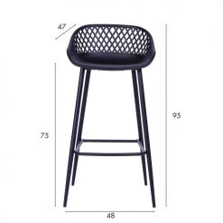 Now’s Home Chaises Et Tabourets De Bar Lot De 4 Chaises De Bar Noires -Bancs Soldes lot de 4 chaises de bar noires 3