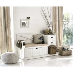 Maisons Du Monde Meubles D'entrée Et à Chaussures Meuble D'entrée Blanc -Bancs Soldes meuble d entree blanc 1000 4 15 130887 4