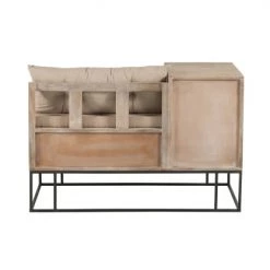 Meubles & Design Bancs Petit Banc Design Avec Placard Bois Cannage Et Coussins Beige -Bancs Soldes petit banc design avec placard bois cannage et coussins beige 3