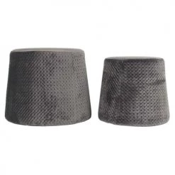 The Home Deco Factory Bancs Poufs Gigognes (Lot De 2) Gris Foncé