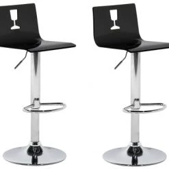 Beliani Chaises Et Tabourets De Bar Set De 2 Chaises De Bar Transparentes Noires
