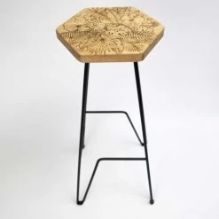 Woodstache Chaises Et Tabourets De Bar Tabouret Bar En Chêne Massif Gravure Jungle H79 Cm