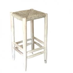 Casatera Chaises Et Tabourets De Bar Tabouret Bar En Teck Et Jonc De Mer Bois Clair