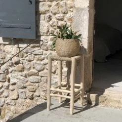 Casatera Chaises Et Tabourets De Bar Tabouret Bar En Teck Et Jonc De Mer Bois Clair -Bancs Soldes tabouret bar en teck et jonc de mer bois clair 4