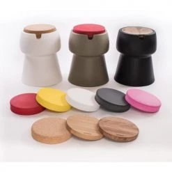 Jokjor Chaises Et Tabourets De Bar Tabouret Champ Liège Polyéthylène Taupe -Bancs Soldes tabouret champ liege polyethylene taupe 3