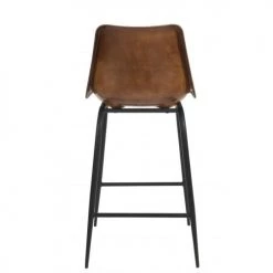 LANADECO Chaises Et Tabourets De Bar Tabouret Cuir/métal Brun H100cm -Bancs Soldes tabouret cuir metal brun h100cm 3
