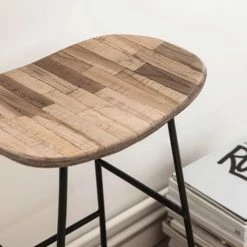 Drawer Chaises Et Tabourets De Bar Tabouret De Bar 65cm En Métal Et Teck Recyclé -Bancs Soldes tabouret de bar 65cm en metal et teck recycle 4