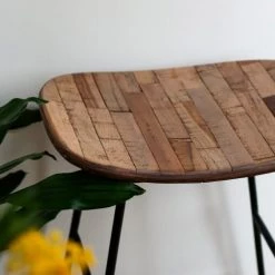 Drawer Chaises Et Tabourets De Bar Tabouret De Bar 72cm En Métal Et Teck Recyclé -Bancs Soldes tabouret de bar 72cm en metal et teck recycle 3