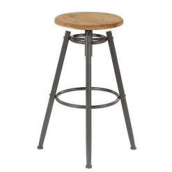 Grenier Alpin Chaises Et Tabourets De Bar Tabouret De Bar à Vis Réglable En Pin Et Pieds Métal -Bancs Soldes tabouret de bar a vis reglable en pin et pieds metal 2