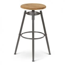 Grenier Alpin Chaises Et Tabourets De Bar Tabouret De Bar à Vis Réglable En Pin Et Pieds Métal -Bancs Soldes tabouret de bar a vis reglable en pin et pieds metal 3