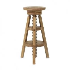 Grenier Alpin Chaises Et Tabourets De Bar Tabouret De Bar à Vis Réglable En Pin Massif Ciré Rustique