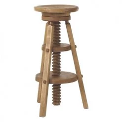 Grenier Alpin Chaises Et Tabourets De Bar Tabouret De Bar à Vis Réglable En Pin Massif Ciré Rustique -Bancs Soldes tabouret de bar a vis reglable en pin massif cire rustique 3