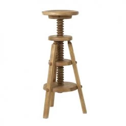 Grenier Alpin Chaises Et Tabourets De Bar Tabouret De Bar à Vis Réglable En Pin Massif Ciré Rustique -Bancs Soldes tabouret de bar a vis reglable en pin massif cire rustique 4