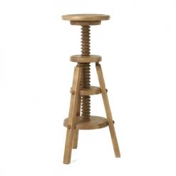 Grenier Alpin Chaises Et Tabourets De Bar Tabouret De Bar à Vis Réglable En Pin Massif Ciré Rustique -Bancs Soldes tabouret de bar a vis reglable en pin massif cire rustique 5