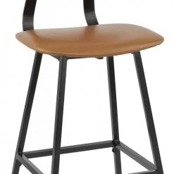 Kokoon Design Chaises Et Tabourets De Bar Tabouret De Bar Acier Noir Et Similicuir Marron H97cm