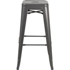 ATHM DESIGN Chaises Et Tabourets De Bar Tabouret De Bar Assise Et Pieds Métal Gris - Lot De 2 -Bancs Soldes tabouret de bar assise et pieds metal gris lot de 2 2