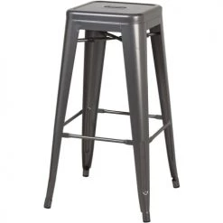ATHM DESIGN Chaises Et Tabourets De Bar Tabouret De Bar Assise Et Pieds Métal Gris - Lot De 2 -Bancs Soldes tabouret de bar assise et pieds metal gris lot de 2 3