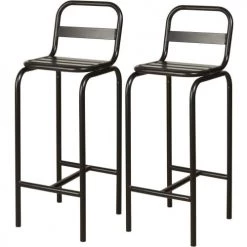 ATHM DESIGN Chaises Et Tabourets De Bar Tabouret De Bar Assise Métal Noir Pieds Métal - Lot De 2