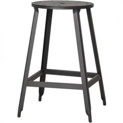 ATHM DESIGN Chaises Et Tabourets De Bar Tabouret De Bar Assise Métal Noir Pieds Métal - Lot De 2 -Bancs Soldes tabouret de bar assise metal noir pieds metal lot de 2 9