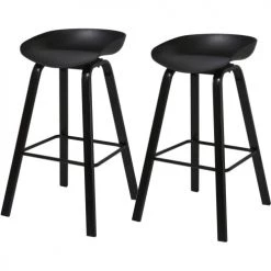 ATHM DESIGN Chaises Et Tabourets De Bar Tabouret De Bar Assise Plastique Dur Noir - Lot De 2 -Bancs Soldes tabouret de bar assise plastique dur noir lot de 2 11