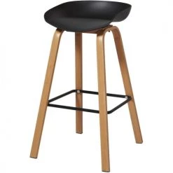 ATHM DESIGN Chaises Et Tabourets De Bar Tabouret De Bar Assise Plastique Dur Noir - Lot De 2 -Bancs Soldes tabouret de bar assise plastique dur noir lot de 2 4