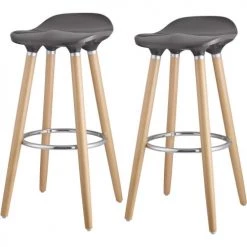 ATHM DESIGN Chaises Et Tabourets De Bar Tabouret De Bar Assise Plastique Dur Pieds Métal - Lot De 2