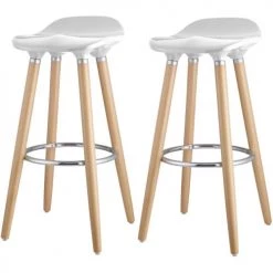 ATHM DESIGN Chaises Et Tabourets De Bar Tabouret De Bar Assise Plastique Dur Pieds Métal - Lot De 2