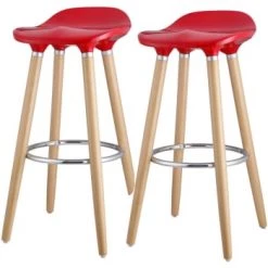 ATHM DESIGN Chaises Et Tabourets De Bar Tabouret De Bar Assise Plastique Dur Pieds Métal - Lot De 2 -Bancs Soldes tabouret de bar assise plastique dur pieds metal lot de 2 5