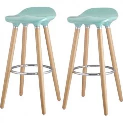 ATHM DESIGN Chaises Et Tabourets De Bar Tabouret De Bar Assise Plastique Dur Pieds Métal - Lot De 2
