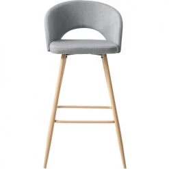ATHM DESIGN Chaises Et Tabourets De Bar Tabouret De Bar Assise Tissu Gris Clair - Lot De 2 -Bancs Soldes tabouret de bar assise tissu gris clair lot de 2 2