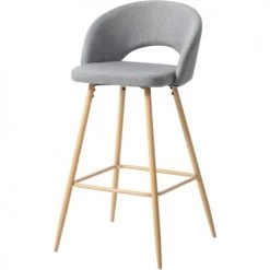 ATHM DESIGN Chaises Et Tabourets De Bar Tabouret De Bar Assise Tissu Gris Clair - Lot De 2 -Bancs Soldes tabouret de bar assise tissu gris clair lot de 2 5