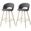 ATHM DESIGN Chaises Et Tabourets De Bar Tabouret De Bar Assise Tissu Gris - Lot De 2 -Bancs Soldes tabouret de bar assise tissu gris lot de 2