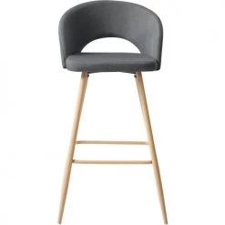ATHM DESIGN Chaises Et Tabourets De Bar Tabouret De Bar Assise Tissu Gris - Lot De 2 -Bancs Soldes tabouret de bar assise tissu gris lot de 2 2