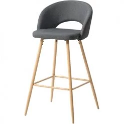 ATHM DESIGN Chaises Et Tabourets De Bar Tabouret De Bar Assise Tissu Gris - Lot De 2 -Bancs Soldes tabouret de bar assise tissu gris lot de 2 5