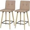 ATHM DESIGN Chaises Et Tabourets De Bar Tabouret De Bar Assise Tissu Taupe Pieds Bois - Lot De 2 -Bancs Soldes tabouret de bar assise tissu taupe pieds bois lot de 2