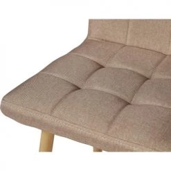 ATHM DESIGN Chaises Et Tabourets De Bar Tabouret De Bar Assise Tissu Taupe Pieds Bois - Lot De 2 -Bancs Soldes tabouret de bar assise tissu taupe pieds bois lot de 2 3