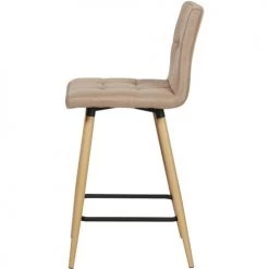 ATHM DESIGN Chaises Et Tabourets De Bar Tabouret De Bar Assise Tissu Taupe Pieds Bois - Lot De 2 -Bancs Soldes tabouret de bar assise tissu taupe pieds bois lot de 2 5