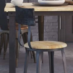 Mathi Design Chaises Et Tabourets De Bar Tabouret De Bar Bois Et Acier -Bancs Soldes tabouret de bar bois et acier 2