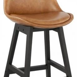 Kokoon Design Chaises Et Tabourets De Bar Tabouret De Bar Bois Noir Et Similicuir Marron H102cm