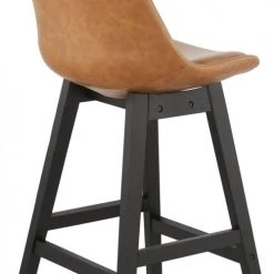 Kokoon Design Chaises Et Tabourets De Bar Tabouret De Bar Bois Noir Et Similicuir Marron H102cm -Bancs Soldes tabouret de bar bois noir et similicuir marron h102cm 3
