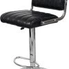 ReCollection Chaises Et Tabourets De Bar Tabouret De Bar Chromé Assise Rembourrée Noir (lot De 2)